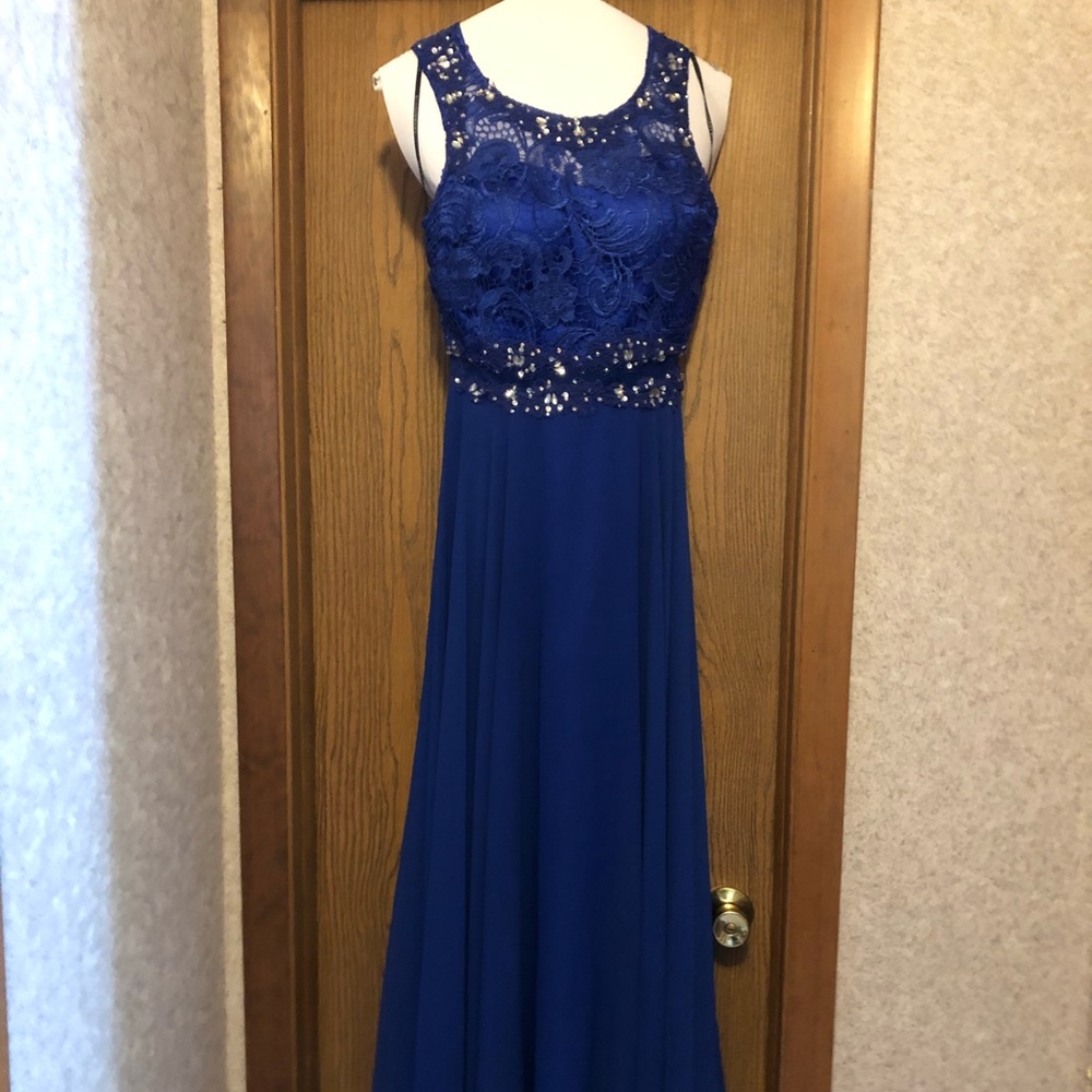 Blue floor length gown